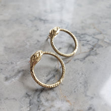 Load image into Gallery viewer, Ouroboros Snake, Bronze Stud Earrings
