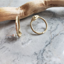 Load image into Gallery viewer, Ouroboros Snake, Bronze Stud Earrings