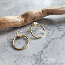 Load image into Gallery viewer, Ouroboros Snake, Bronze Stud Earrings