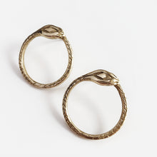 Load image into Gallery viewer, Ouroboros Snake, Bronze Stud Earrings