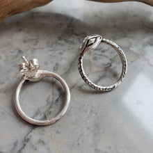 Load image into Gallery viewer, Ouroboros Snake, Silver Stud Earrings