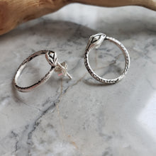 Load image into Gallery viewer, Ouroboros Snake, Silver Stud Earrings