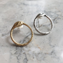 Load image into Gallery viewer, Ouroboros Snake, Silver Stud Earrings