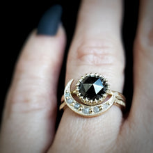 Load image into Gallery viewer, Raven Ring, 10k Yellow Gold, Black Diamond