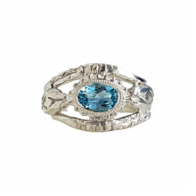 Load image into Gallery viewer, Snake Charmer Ring, Silver, Blue Topaz
