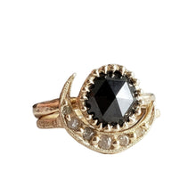 Load image into Gallery viewer, Raven Ring, 10k Yellow Gold, Black Diamond
