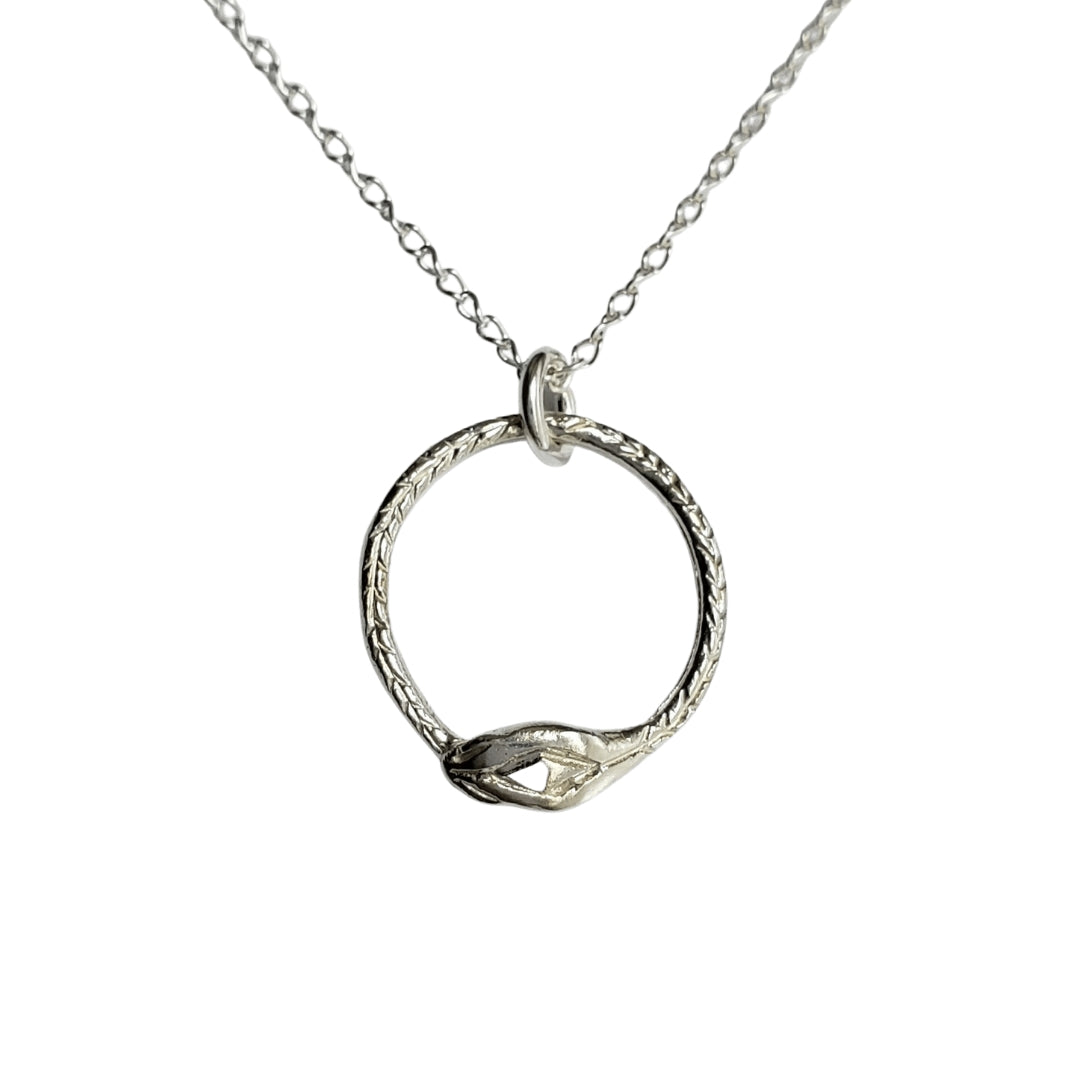 Ouroboros Snake Necklace, Silver