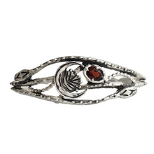 Load image into Gallery viewer, Harvest Moon Snake Cuff, Sterling Silver, Garnet