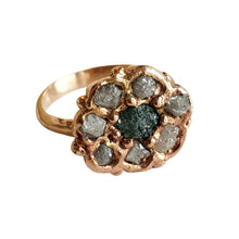 Load image into Gallery viewer, Rose Cluster Rough Diamond Engagement Halo Ring, 10k Rose Gold
