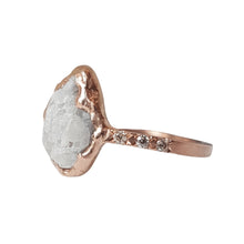 Load image into Gallery viewer, White Flame, Rough White Sapphire, 10k Rose Gold, Size 6.