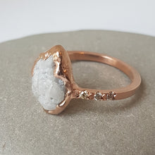 Load image into Gallery viewer, White Flame, Rough White Sapphire, 10k Rose Gold, Size 6.