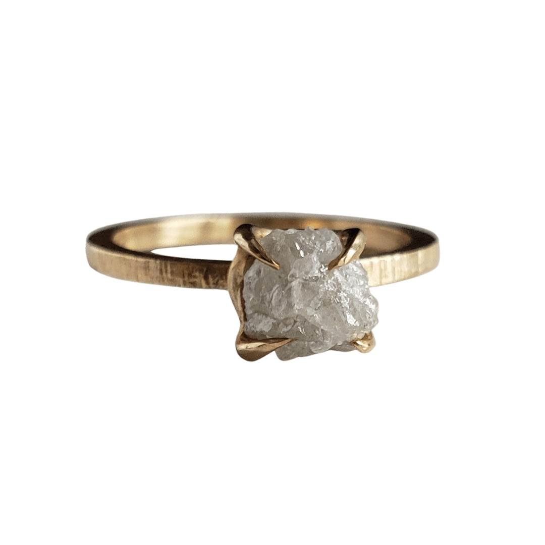 Kya Ring,  Rough Diamond Engagement Ring, 10k yellow Gold