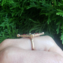 Load image into Gallery viewer, Shield Ring, 10k Yellow gold, Sapphires, Size 7