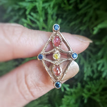 Load image into Gallery viewer, Shield Ring, 10k Yellow gold, Sapphires, Size 7