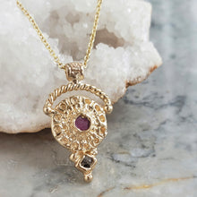 Load image into Gallery viewer, Rough Sapphire, Black Diamond,10k Yellow Gold