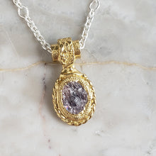 Load image into Gallery viewer, Rough Purple Sapphire Pendant, Bronze