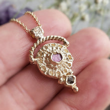 Load image into Gallery viewer, Rough Sapphire, Black Diamond,10k Yellow Gold