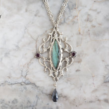 Load image into Gallery viewer, Labradorite and Garnet Necklace in Sterling Silver