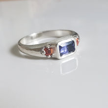 Load image into Gallery viewer, Georgia Tanzanite and Orange Sapphire Ring In Sterling Silver