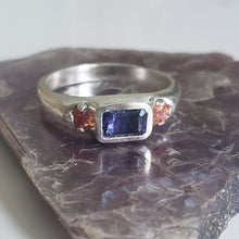 Load image into Gallery viewer, Georgia Tanzanite and Orange Sapphire Ring In Sterling Silver