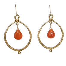 Load image into Gallery viewer, Empress Hoop Earrings in Bronze and Carnelian