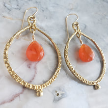 Load image into Gallery viewer, Empress Hoop Earrings in Bronze and Carnelian