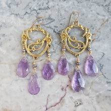 Load image into Gallery viewer, Thalia Chandelier Earrings in Bronze and Amethyst