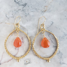 Load image into Gallery viewer, Empress Hoop Earrings in Bronze and Carnelian