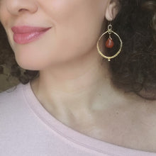 Load image into Gallery viewer, Empress Hoop Earrings in Bronze and Carnelian