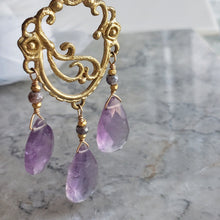 Load image into Gallery viewer, Thalia Chandelier Earrings in Bronze and Amethyst