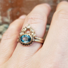 Load image into Gallery viewer, Blue Rose Cut Zircon Ring,10k Yellow Gold, size 7