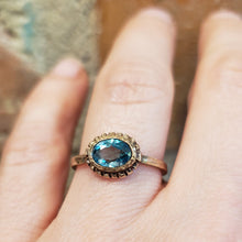 Load image into Gallery viewer, Blue Rose Cut Zircon Ring,10k Yellow Gold, size 7