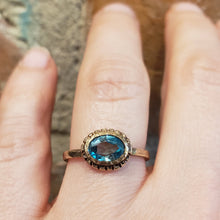 Load image into Gallery viewer, Blue Rose Cut Zircon Ring,10k Yellow Gold, size 7