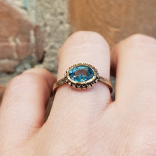 Load image into Gallery viewer, Blue Rose Cut Zircon Ring,10k Yellow Gold, size 7