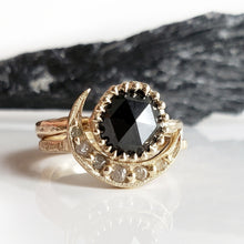 Load image into Gallery viewer, Raven Ring, 10k Yellow Gold, Black Diamond