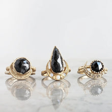 Load image into Gallery viewer, Raven Ring, 10k Yellow Gold, Black Diamond