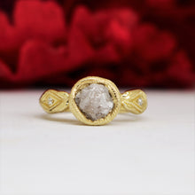 Load image into Gallery viewer, Circe, Double Snake Rough Diamond Engagement Ring, 14k yellow Gold