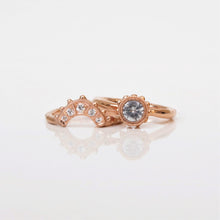 Load image into Gallery viewer, Beaded Tulip Ring, White Sapphire, 10k Rose Gold, Size 6.5