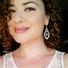 Load image into Gallery viewer, Iolanda's Lace Dangle Earrings in Sterling Silver and Golden Pearl