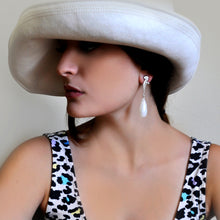 Load image into Gallery viewer, Torque Earrings in Sterling Silver with Faceted White Chalcedony