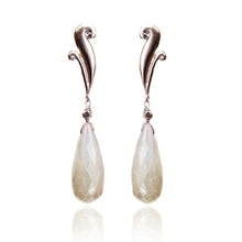 Load image into Gallery viewer, Torque Earrings in Sterling Silver with Faceted White Chalcedony