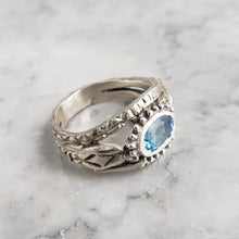 Load image into Gallery viewer, Snake Charmer Ring, Silver, Blue Topaz

