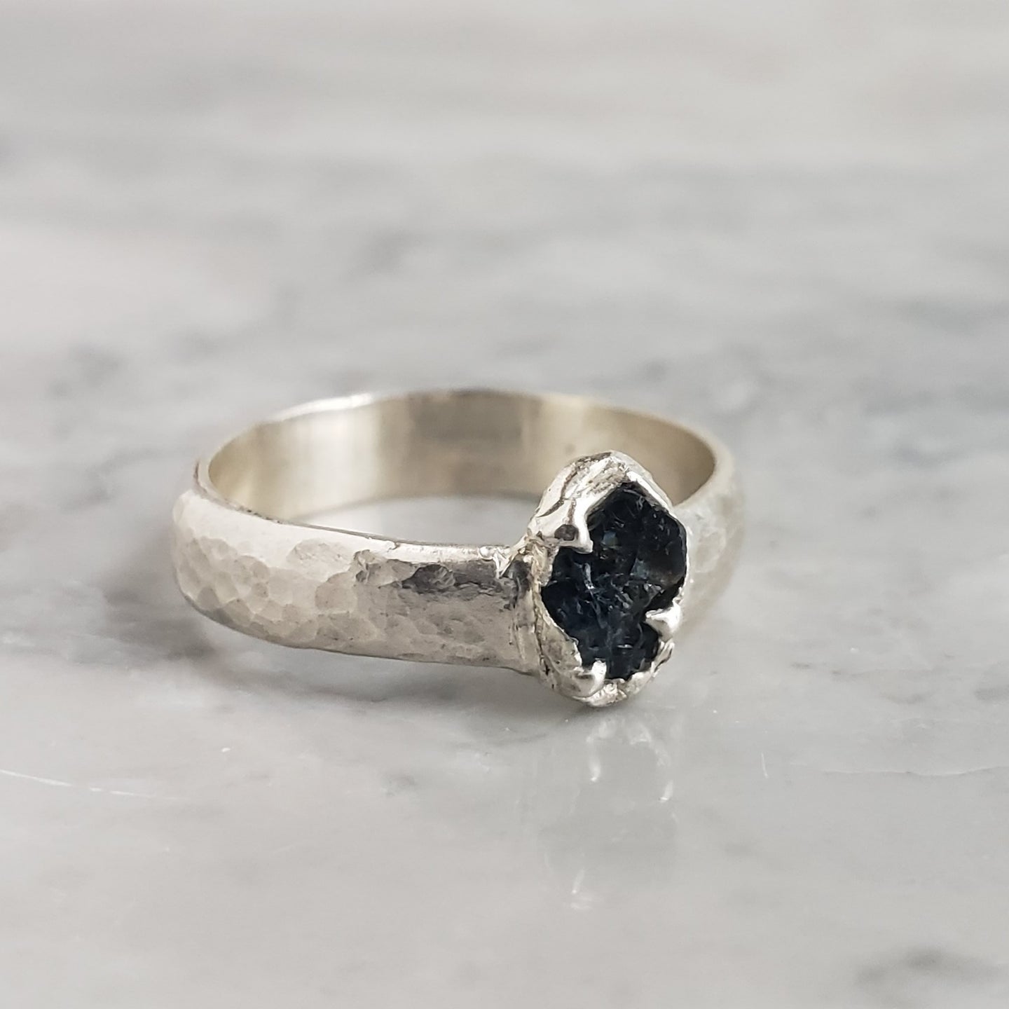 Rough Sapphire Ring, Silver