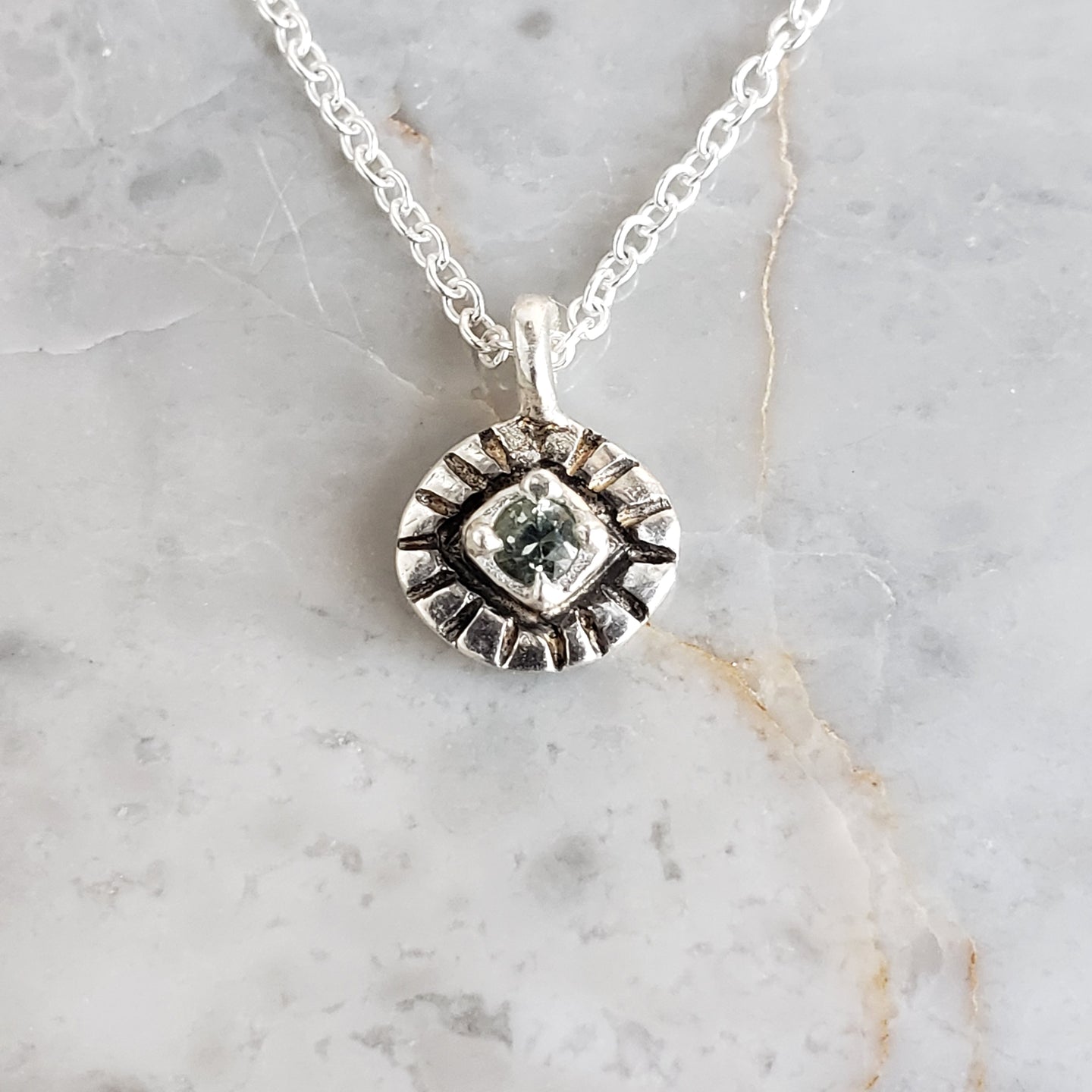 Mystic Eye Necklace in Green Sapphire and Sterling Silvere