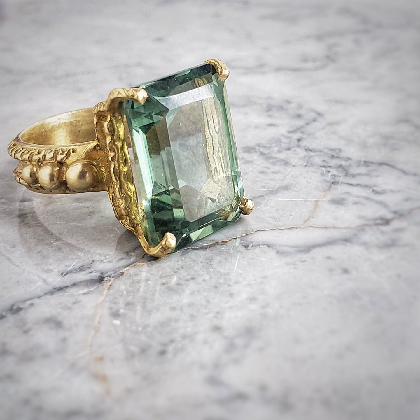 Enchantress Ring, Bronze, Green Amethyst