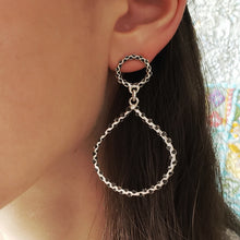 Load image into Gallery viewer, Large Textured Silver Hoops
