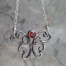 Load image into Gallery viewer, Butterfly Necklace, Garnet and Sterling Silver
