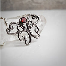 Load image into Gallery viewer, Butterfly Necklace, Garnet and Sterling Silver
