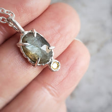 Load image into Gallery viewer, Labradorite and Yellow Sapphire Necklace (Sm)  in Sterling Silver
