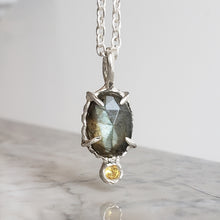 Load image into Gallery viewer, Labradorite and Yellow Sapphire Necklace (Sm)  in Sterling Silver
